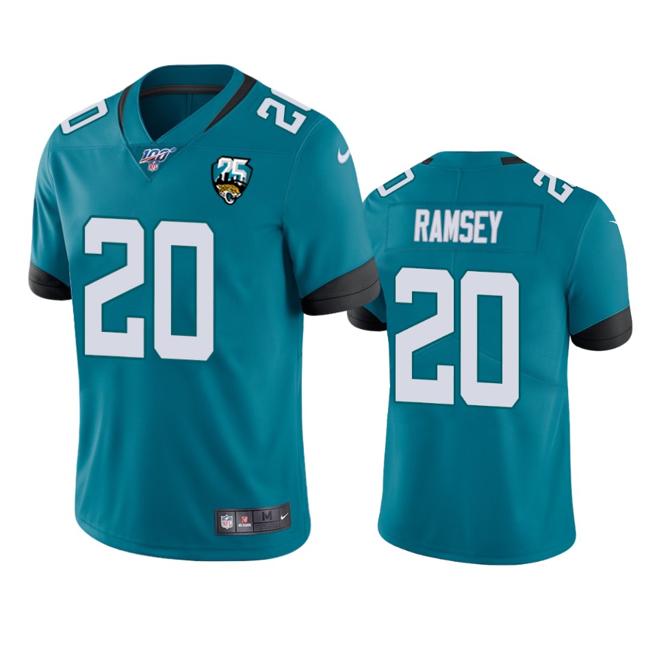 Men Nike Jacksonville Jaguars  #20 Jalen Ramsey Teal 25th Anniversary Vapor Limited Stitched NFL 100th Season Jersey